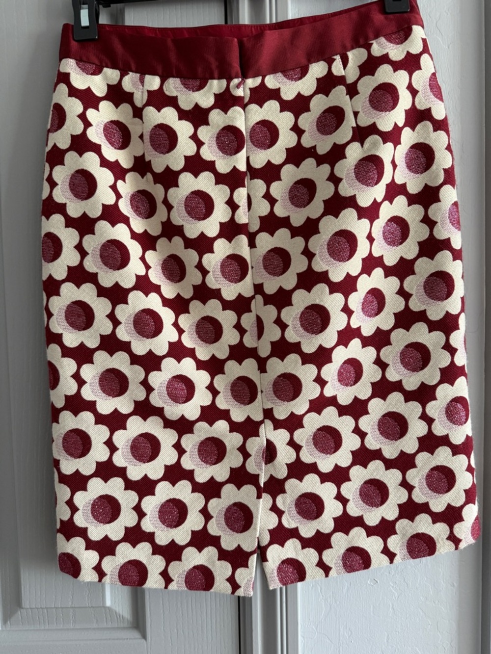 Boden Floral Jacquard Pencil Skirt in Burgundy and Cream - Picture 2 of 6